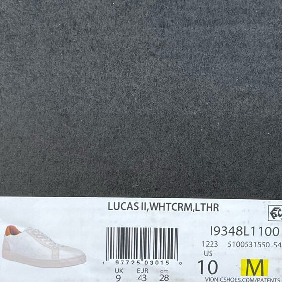 Vionic Lucas Lace Up Leather Sneaker White Shoes I9348L1100 Men's 10M Tried on - Picture 10 of 10